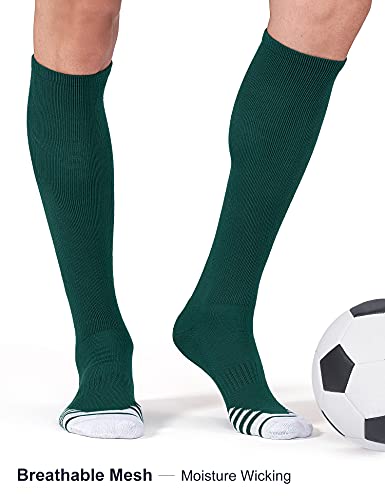 Fitrell 2 Pack Baseball Soccer Softball Socks For Youth Men & Women Over-The-Calf Knee High Socks, Green, Large #TOP3