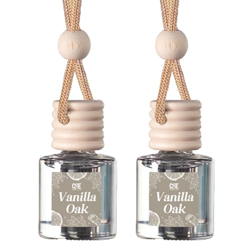 Image of C&E Craft Co Hanging Car Air Freshener Diffuser 2 Pack, Long Lasting Fragrance Oil Car Freshener, Glass Bottle Auto Air Freshener, Made in USA (Vanilla Oak)