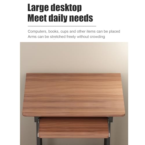 Bureau d'ordinateur mobile pour espace restreint facile à déplacer marron