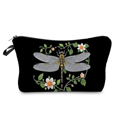 Livel lhood Floral Dragonfly Small Makeup Zipper Bag