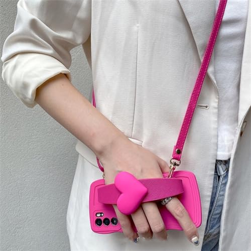 Étui en cuir rose avec lanière pour Samsung Galaxy A71 4G - 5