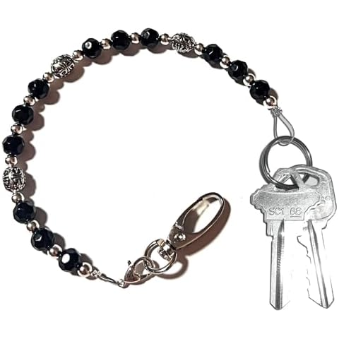 Hidden Hollow Beads Key Keeper 12" Women's Beaded Hand Strap Chain Finder Organizer Wallet Purse Holder Anti-Lost Ring (Swivel Hooks) Cover