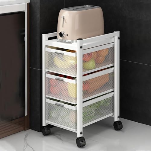 Carrito de cocina rodante con ruedas bloqueables y cesta de malla, carrito de almacenamiento multiusos para organizar suministros, despensa, lavandería, sala de manualidades