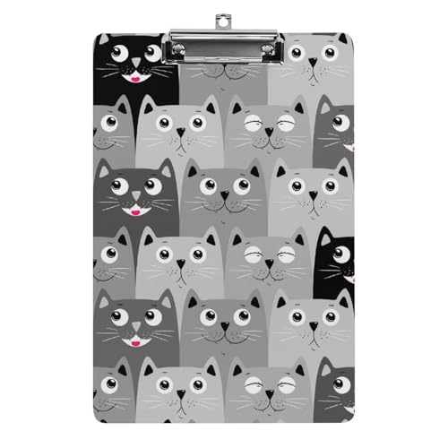 Porte-formulaires clipboard chat gris avec pince A4 pour papier de bureau