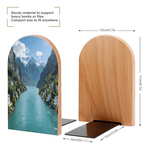 Sujetalibros de madera Lake Como con soporte de metal resistente para despacho 3