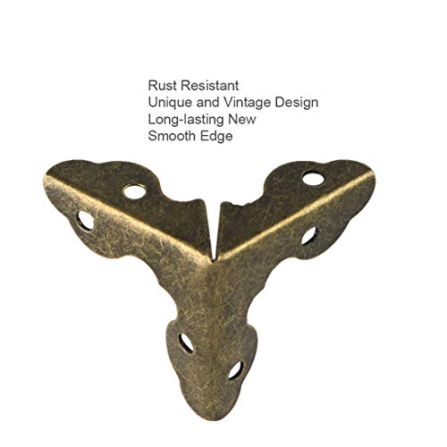 Image of uxcell Box Corner Protector Bronze Tone Vintage Triangle Frame Corner Edge Protector for Desks Jewelry Box Furniture Guard Pack of 4