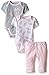 Calvin Klein Baby Girls' 2 Printed Bodysuits and Interlock Pants, Pink, 24 Months