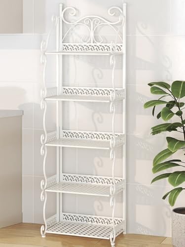 Versatile Metal Plant Shelf - Easy to Assemble Iron Floor Rack Organizer for Kitchen, Living Room, Bathroom & Indoor/Outdoor Use - Space-Saving Design
