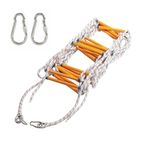 EGTink Echelle de Cordes 3M, Échelles de Secours Incendie avec 2 Crochet, Ignifuge et Résistant Charge 200 kg pour Adultes Enfants
