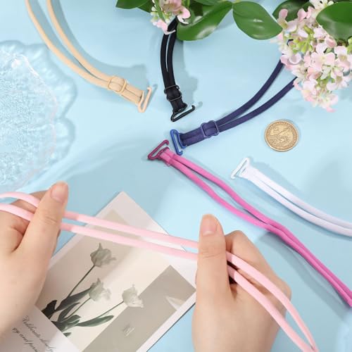 Image of FREEBLOSS 6 Pcs Halter Neck Bra Straps Replacement 6 Colors Decorative Bra Straps for Women Adjustable Halter Neck Lingerie Strap Replacement