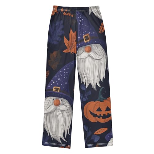 Gnome Maple Leaf Print Boys Long Pants Soft Trousers Elastic Waist Kids Lounge Bottoms with Pockets S-XL2