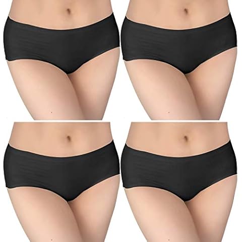 Bestele Seamless Knickers for Women, Soft Women’s No VPL Stretch Panties, Invisible Briefs No Show Comfortable Underpants for Ladies Bikini Yoga Tights (XL, 4*Black) Cover