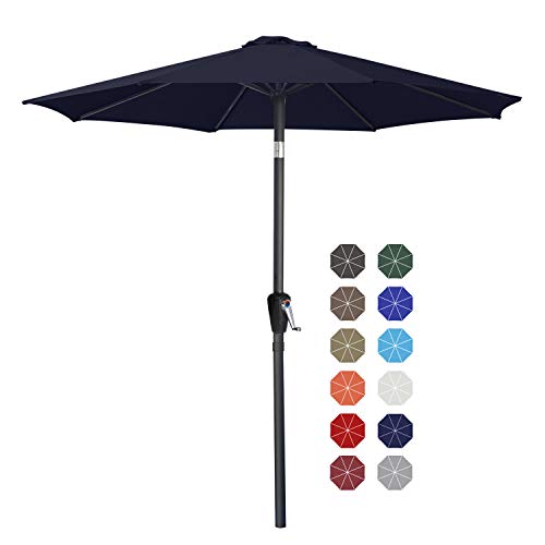 Image of ABCCANOPY 7.5FT Patio Umbrella Outdoor 6 RibsTable Umbrella(Navy Blue) | Fade & UV Resistant Fabric,6 Fiberglass Ribs,Smooth Crank System,Wind Resistance,Great for Patio,Backyard,Garden,Deck