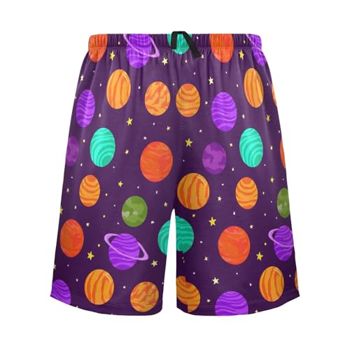 Men's Pajama Shorts Space Purple Athletic Pajama Sleep Bottoms with Pockets 2303897