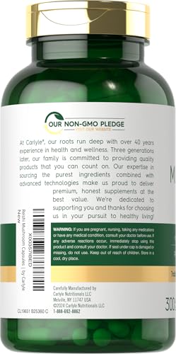 Carlyle CL19651 Reishi Mushroom Supplement 5000Mg | 300 Capsules | Non-Gmo, Gluten Free Reishi Mushroom Extract thumb #2