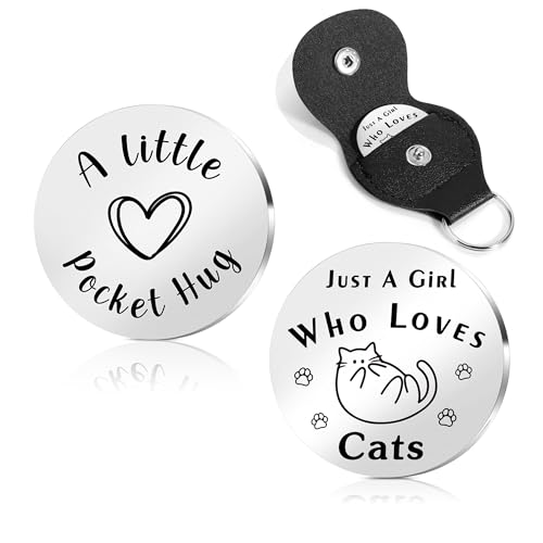 STARKET Cat Gifts For Cat Lovers Cat Keyrings Just A Girl Who Loves Cats Funny Keyrings For Women Cat Themed Gifts Cat Ornament Pocket Hug Cat Present Graduation Back To School Christmas