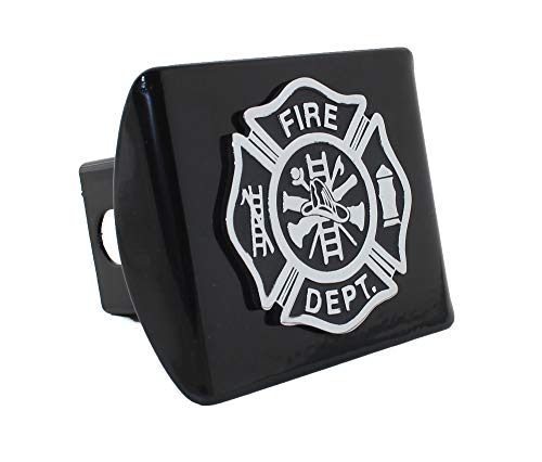 Amg Auto Emblems Support Firefighters Metal Emblem (Chrome & Black) On Black Metal Hitch Cover Fire #TOP7