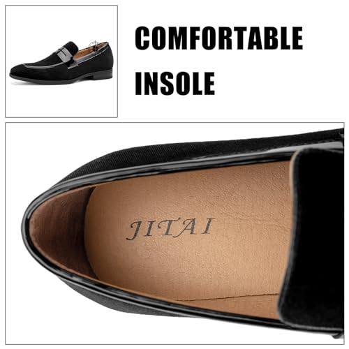 JITAI Mens Velvet Loafers Dress Shoes Loafers for Men Tuxedo Suit Shoes3