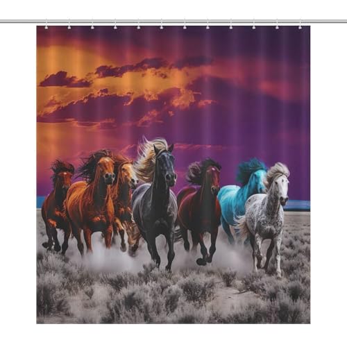 Rideau de douche cheval polyester imperméable baignoire angle 168x183