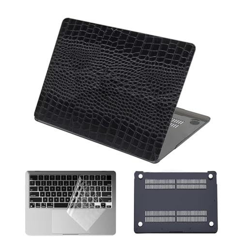 Carcasa MacBook Air 13 M1 efecto piel de cocodrilo negra con tapa de teclado