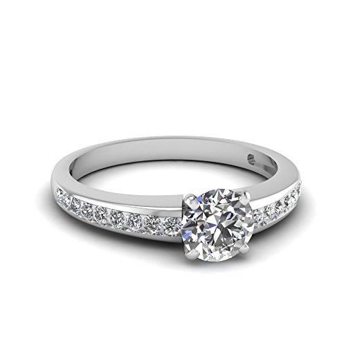 GIA Certified 3/4 Ctw Natural Diamond Channel Set Side Stone Engagement Ring For Women 14K Solid Gold 1/2 Carat Center SI1-SI2 Clarity And F-H Color (Premium Collection)