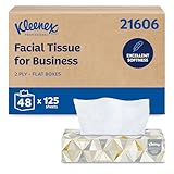 Kleenex Professional Facial Tissue, Bulk (21606), 2-Ply, White, Flat Boxed Format, Designed for Business (125 Tissues/Box, 48 Boxes, 6,000 Sheets/Case)