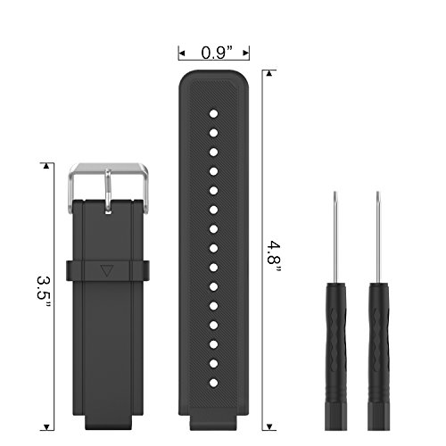 Moko Watch Band Compatible With Garmin Vivoactive, Soft Silicone Replacement Fitness Bands Wristbands With Metal Clasps For Garmin Vivoactive/Vivoactive Acetate Sports Gps Smart Watch - Black #TOP7