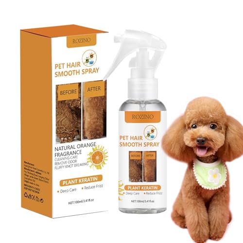 Lisutupode Spray desenredante para perros de 100 ml, spray antiestático para desenredar el pelo de mascotas, spray desenredante natural, para cabello enredado, nudos y pelo duro