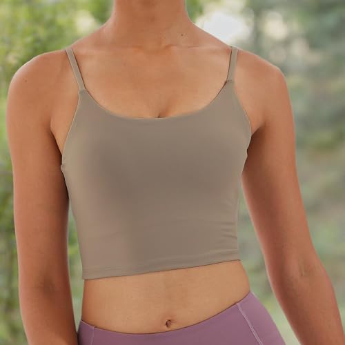 Image of Women's Strappy Stretch Sports Bra Longline Yoga Tank Top Fitness Bra Workout Camisole Crop Tops for Teen Girl