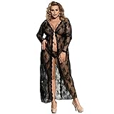 【2 Set】Sexy Langarm Morgenmantel + G-String. Die aus feinem Stoff, weich und bequem zu tragen