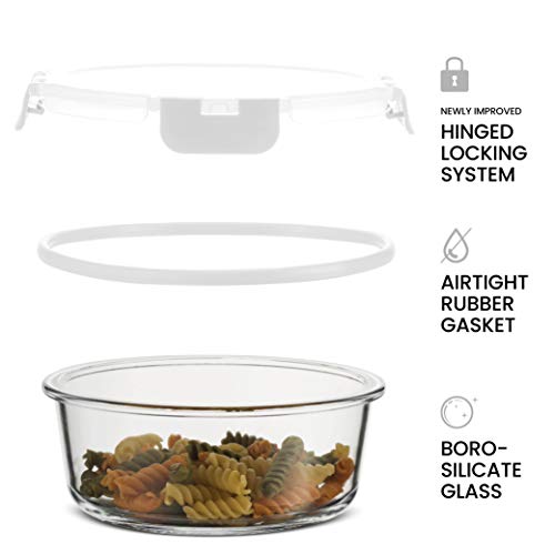FineDine 24 Piece Glass Airtight Storage Containers with Lids - Leak Proof, Dishwasher Safe Glass Food Storage Containers for Meal Prep or Leftovers, White