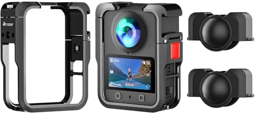 Metal Case for DJI Osmo 360 Accessories, Aluminum Camera Cage with Multiple Expansion Mount, Osmo 360 Safty Lock Protective Frame with Lens Cap