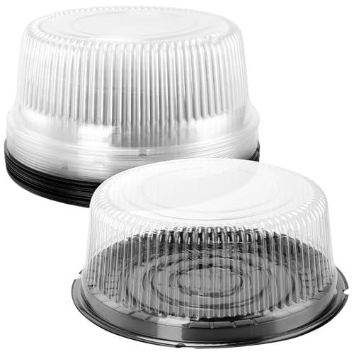 SINJEUN 20 caixas redondas para bolos de 8 polegadas, recipientes de plástico transparente com tampas, pequenos recipientes para bolos, aperitivos, sobremesas, tampas