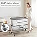 Cowiewie Bassinet Bedside Sleeper, Portable, Breathable, Adjustable Baby Bedside Bassinet for Peaceful Nights, Grey