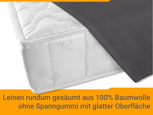 npluseins Bettlaken 150x250cm – Leintuch Gummizug – Tuch ist ideal für Terrasse Camping und Tischtuch - Wohnmobil Laken - Betttuch Gummizug – 100% Baumwolle, ca. 150 x 250 cm, anthrazit