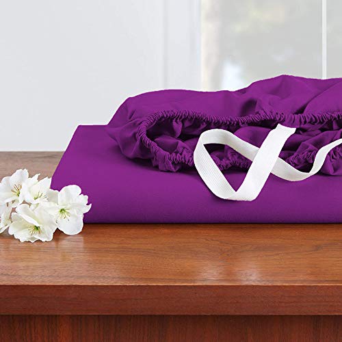 Image of YRM Bedding's Purple 600-TC Oraganic Cotton 4 Pcs King Size Bedsheet Fitted (72 inchx78 inch), Flat (102 inchx108 inch) and Pillow Cover (18 inchx28 inch) Feet for 4 inch and 8 inch Inch Mattress