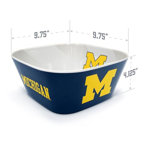 Image of YouTheFan NCAA Michigan Wolverines Officially-Licensed Large Party Bowl - 100% Melamine, Dishwasher Safe, BPA Free - Holds Large Bag of Chips - Sleek Design - Perfect for Game Day or Any Day