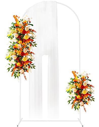 Image of Putros Metal Arch Backdrop Stand 6.6FT White Wedding Backdrop Stand Square Arch Frame for Birthday Party Bridal Baby Shower Ceremony Decoration