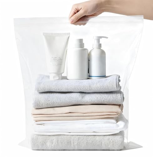 3 Gallon Large Plastic Storage Bags 8 Pack Jumbo Size 16 x 18 Large Clear Zip Bag for Clothes Travel Moving Big Zipper Bags with Reclosable Lock 2 Mil Thick