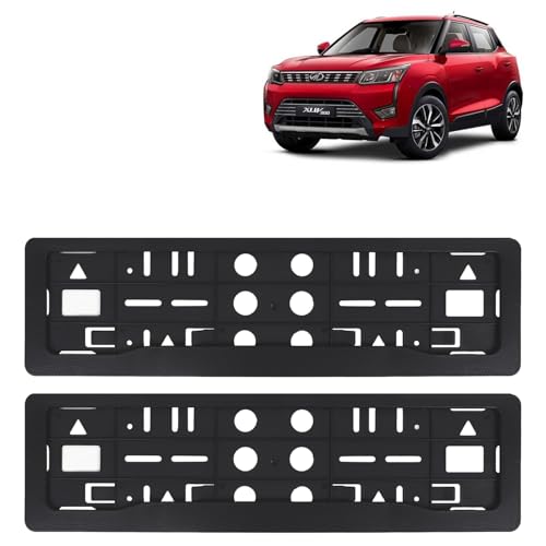 Image of KINGSWAY XUV 300 Car Number Plate Frames for All 2019 to 2023 Models of Mahindra Car Registration Plate Holders, Black Licence Plate Covers (Front and Rear), Universal Size 51.5 x 14.5 cm