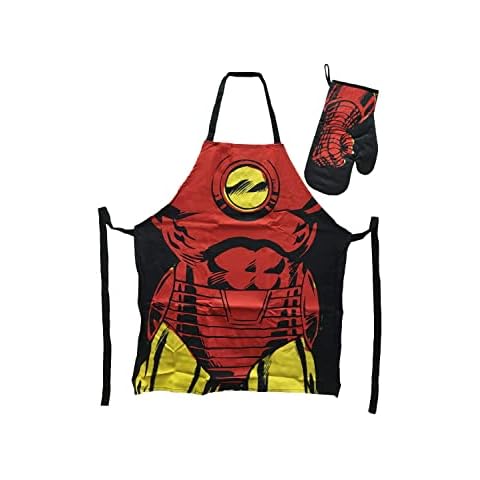 BB Designs Marvel Iron Man Apron & Glove Set, Red, One Size Cover