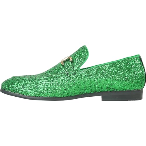 Image of bravo! Men Dress Shoe Prom Slip-on Loafer Lace-up Oxford Cap Toe Metallic Glitter for Wedding Prom Black Blue Green Gold Pink Pewter Purple Silver Red