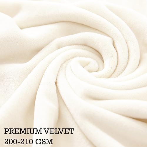 Image of HOKIPO 210 GSM Premium Velvet Stretchable Wingback Chair Cover, Beige (AR-4761-BGE)