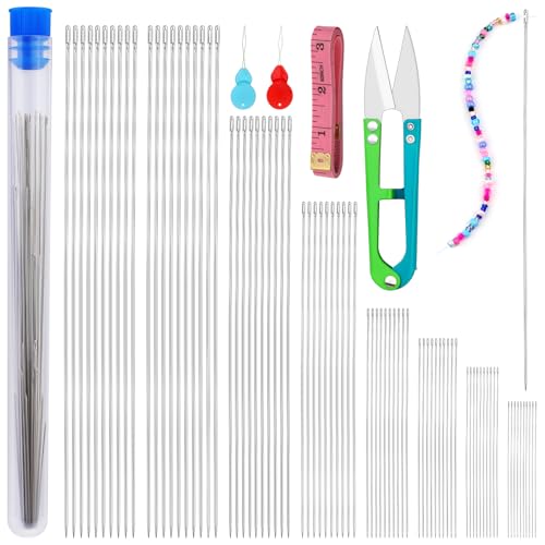 Doxiru - Doxiru 85 Beading Needles Set, 8 Size Long Straight Beading Thread Needles,Beading Needles Bracelets Necklaces Jewelry Making for Beading Supplies
