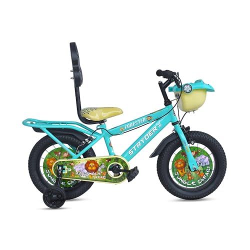 Image of Stryder Forester IC Eva 14-Inch BMX Cycle for Kids (Unisex) | Rigid Mild Steel Frame | Nylon Tyres | Adjustable Seat | Training Wheels & Backrest Support (Turquoise)