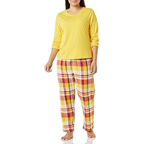 AmeriMark Women’s 2-Piece Flannel Pajama Set Nightwear for Sleeping Long Sleeve Cotton Loungewear Top and PJ Pants Sleepwear Cover
