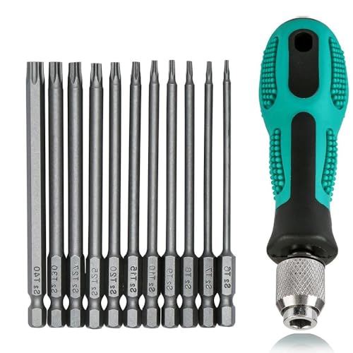Lot de 12 tournevis Torx T6-T40 - Longueur : 75 mm - Magnétique - 1/4
