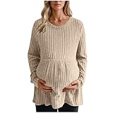 EMATOP UMSTANDSPULLOVER DAMEN LANGARM WARM SCHWANGER OBERTEILE LÄSSIG EINFARBIG SCHWANGERSCHAFT PULLOVER ELEGANT GESTRICKT TUNIKEN LANGARMSHIRT BEQUEM UMSTANDSTOP SWEATSHIRT FÜR MAMA WINTER