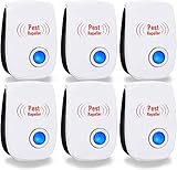 Repelente Ultrasónico de Plagas, Repelente Mosquitos Insectos para Interiores Anti Cucarachas, Moscas,Mosquitos,Ratones,Arañas 100% Inofensivo para Mascotas y Humanos (6 Paquetes)