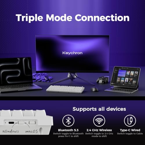 Keychron V5 Ultra 96% Wireless Mechanical Keyboard with 8000Hz Polling Rate & NKRO, Hot-Swappable RGB, Banana Switches, 97 Keys, 2.4GHz/Bluetooth/Wired, OSA PBT Keycaps, for Mac/Win/Linux - White — view 2